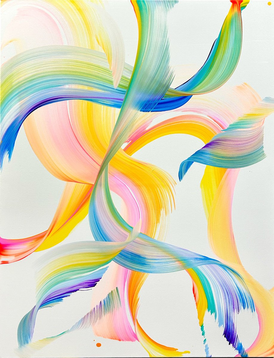 Organic Abstract Acrylic Painting By Nikolaos Schizas, 38 X 51", Serotonin, Original Artwork