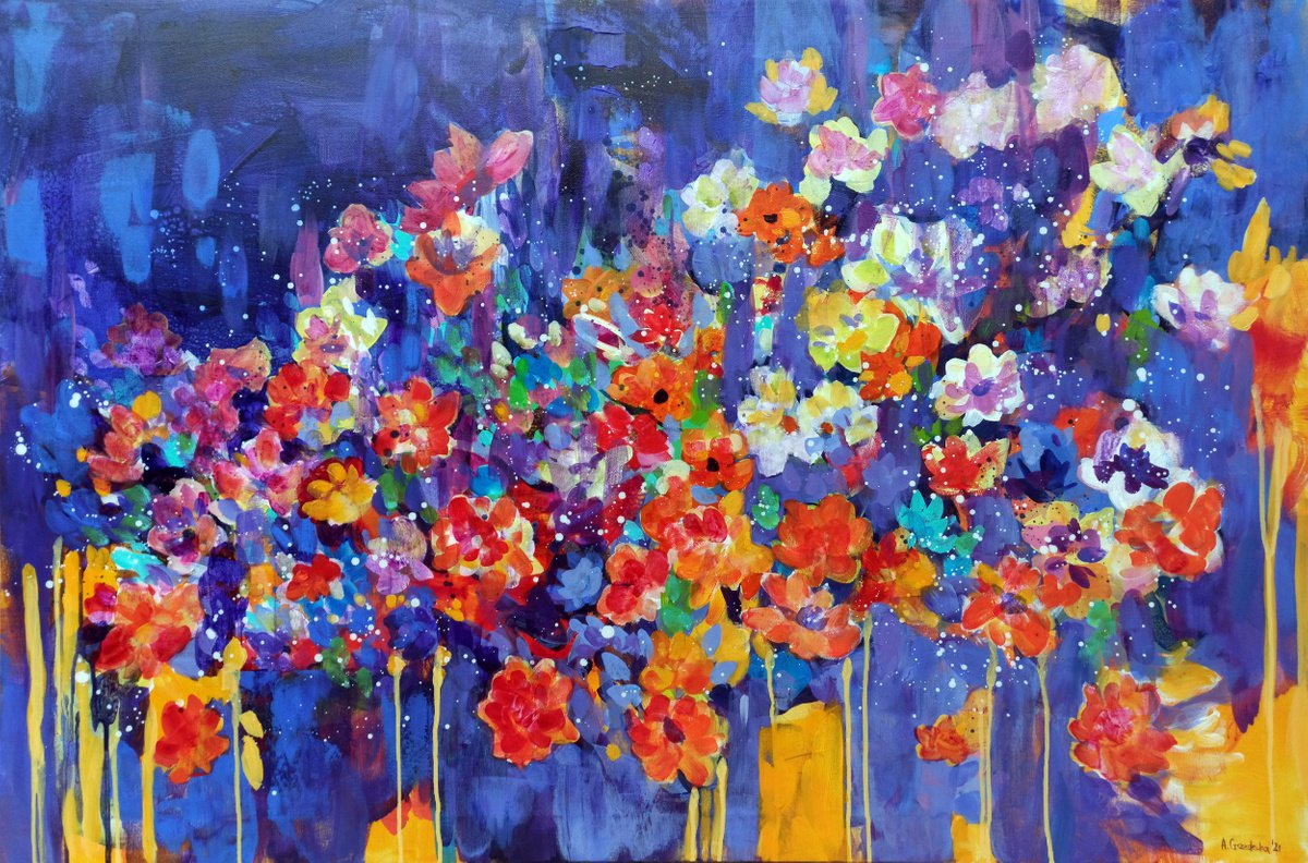 Flower Meadow Blue by Anna Masiul-Gozdecka