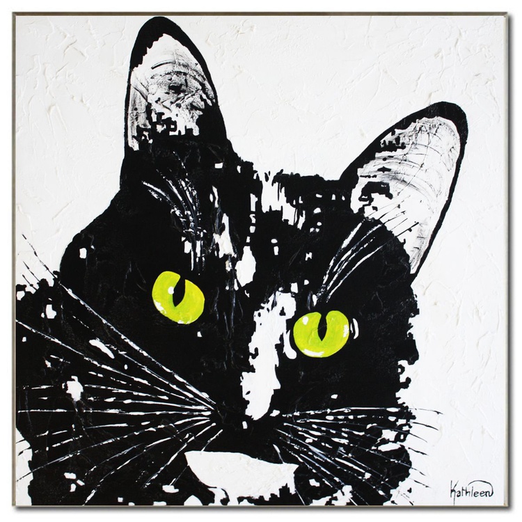 Black Cat Portrait Cat Animal Painting On Canvas Artfinder
