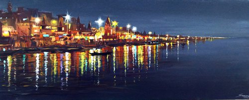 Evening Reflection on Ganga River by Samiran Sarkar