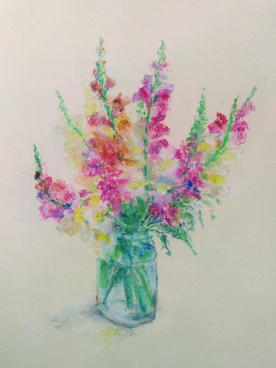 Bouquet of summer. Original pastel drawing. 2019.