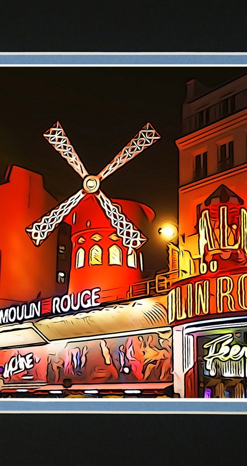 Paris Moulin Rouge photo digital illustration by Robin Clarke