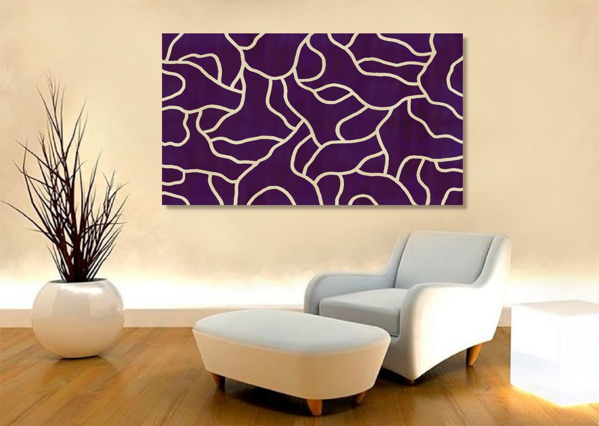 Abstract Acrylic Painting By Marina Krylova, 55 X 31", Abstract Nature #57, Original Artwork