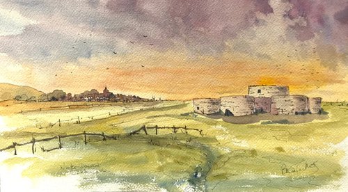 Camber Castle and Rye from the western marshes by Brian Tucker