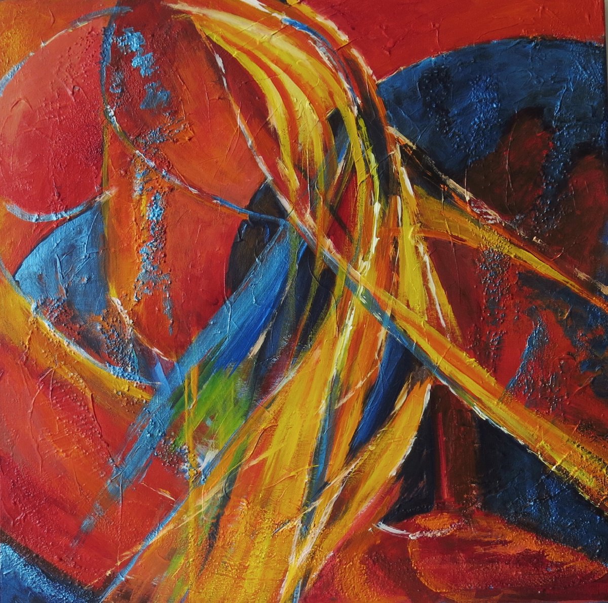 Abstract Painting By Maureen Greenwood, 24 X 24", Contours And Curves, Original Artwork