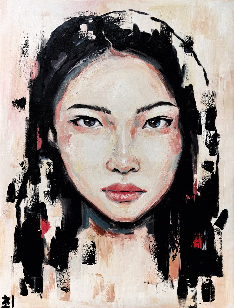 Asian girl portrait Oil painting by Marina Ogai | Artfinder