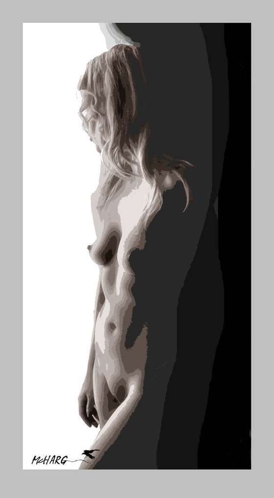 NUDE IN BLACK AND GREY  26"x51"