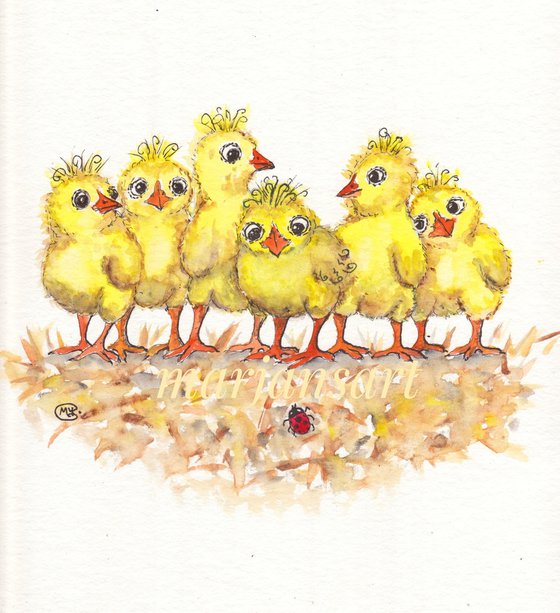 Baby Chicks and a Ladybug