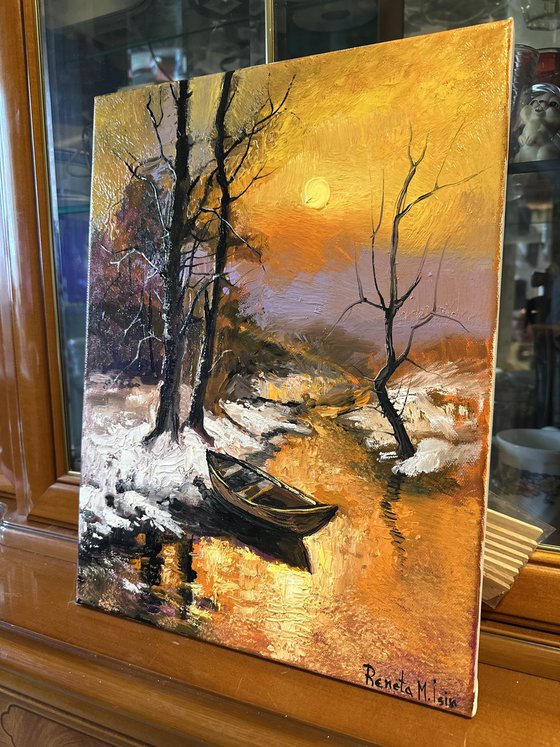 " Winter Sunrise with Boat "