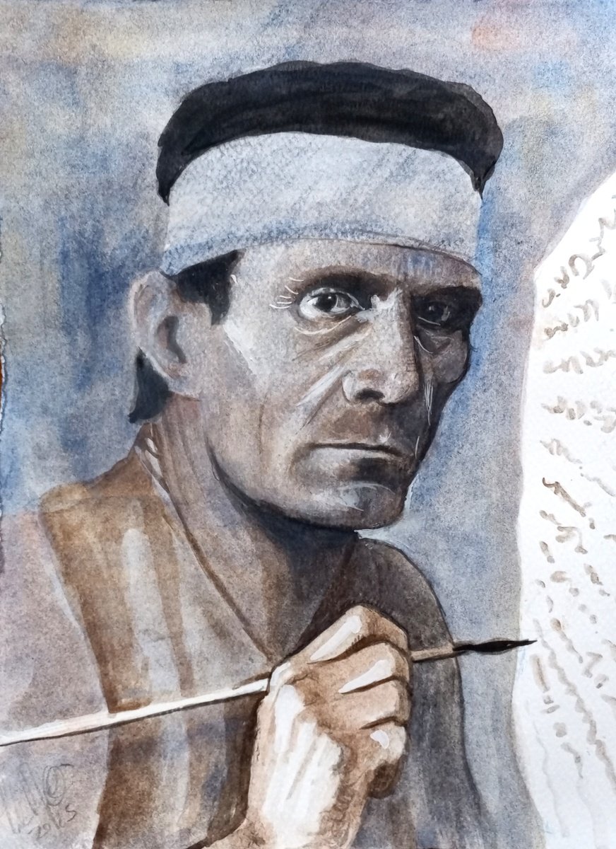 Illustrative Portrait Pastel Drawing By Paolo Beneforti, 7 X 10", Pasolini Painter Of Words, Original Artwork