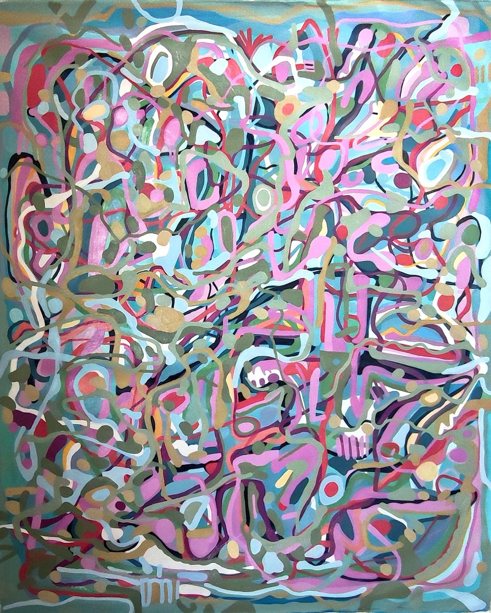 Organic Abstract Oil Painting By Chrissy Guest, 55 X 65, Forever Uplifting, Original Artwork