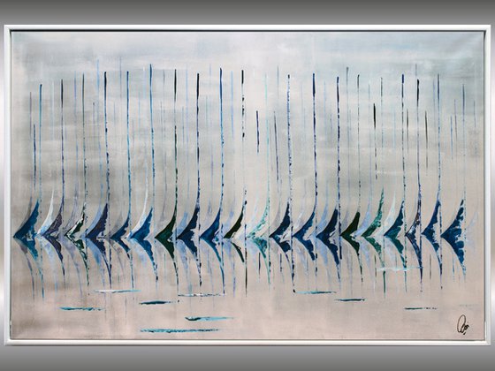 Foggy Day - Abstract Art - Acrylic Painting - Canvas Art - Framed Painting - Abstract Sea Painting - Ready to Hang