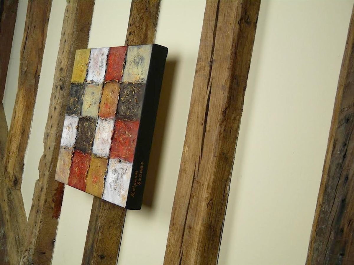 Geometric Abstract Painting By Kalpana Soanes, 16 X 16", Cherished Warmth, Original Artwork