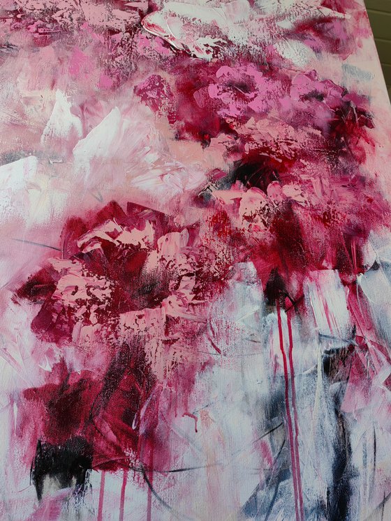 "La vie en Rose", XXL abstract flower painting