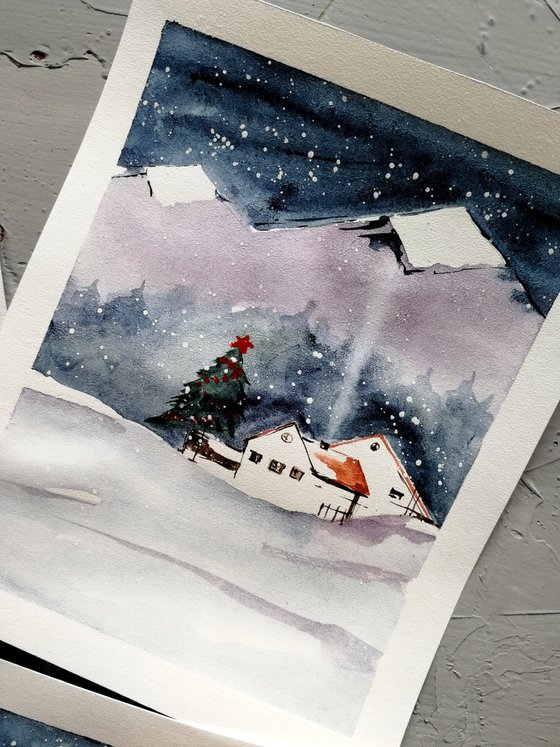 Christmas winter painting