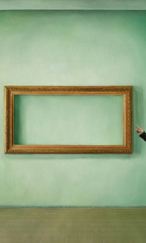 Artwork on a green wall by Paolo Borile