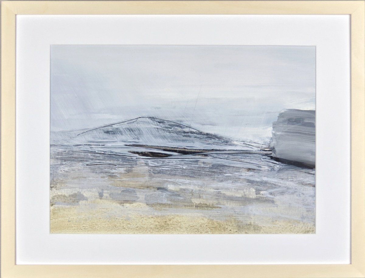 Organic Abstract Oil Painting By Katrin Roth, 17 X 13", Winterfeeling 2, Original Artwork