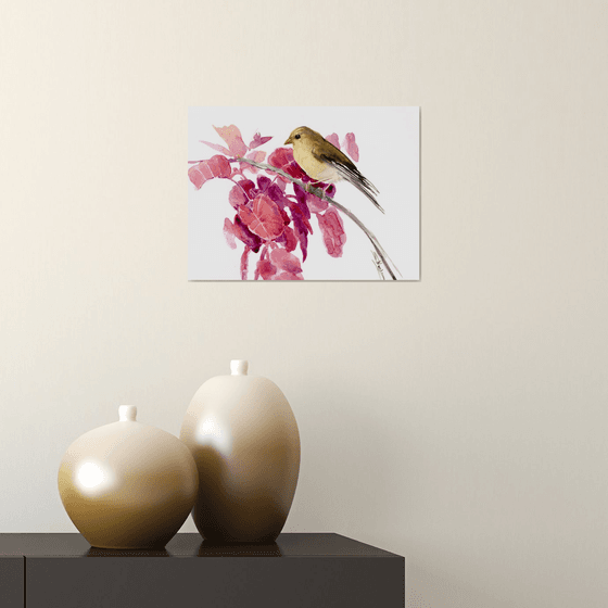 American Goldfinch on the Autumn tree