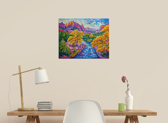 Canyon scenery impressionist oil painting