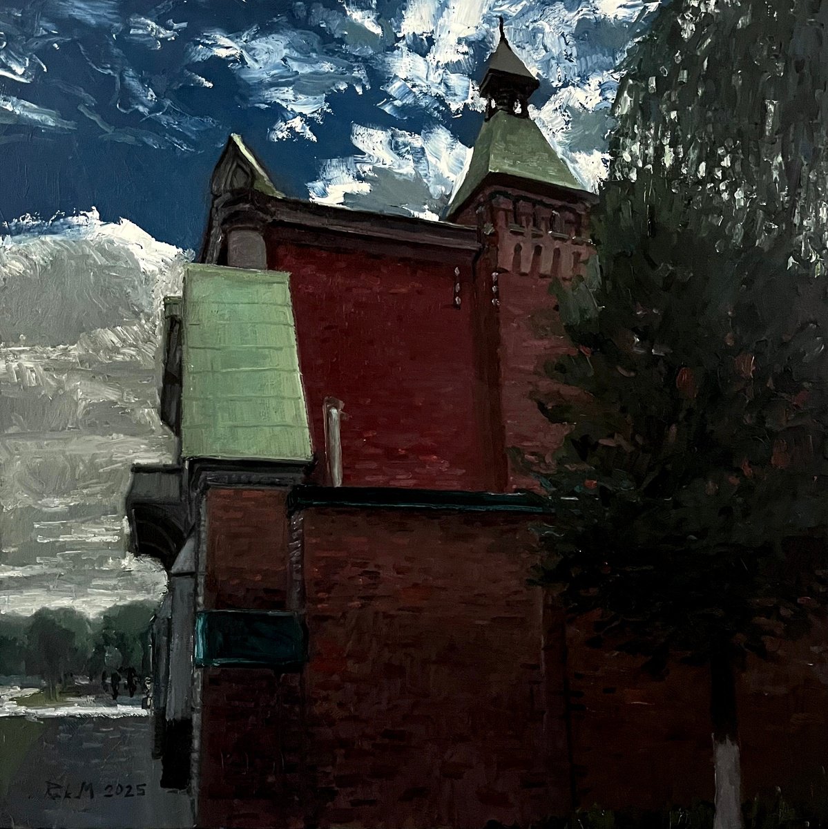 Impressionistic Cityscapes Oil Painting By Michael Rak, 24 X 24", Sunny Day, Original Artwork