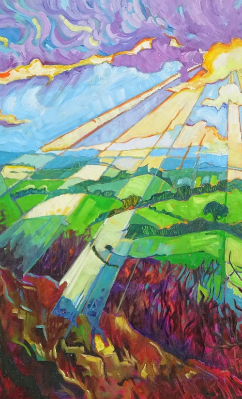 Derbyshire Landscape - Sun Through the Clouds by Mary Kemp