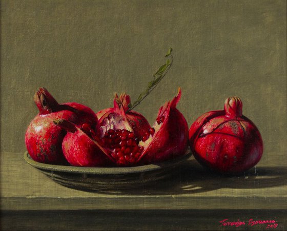 Pomegranates, 40 x 50 cm, oil on canvas, 2018