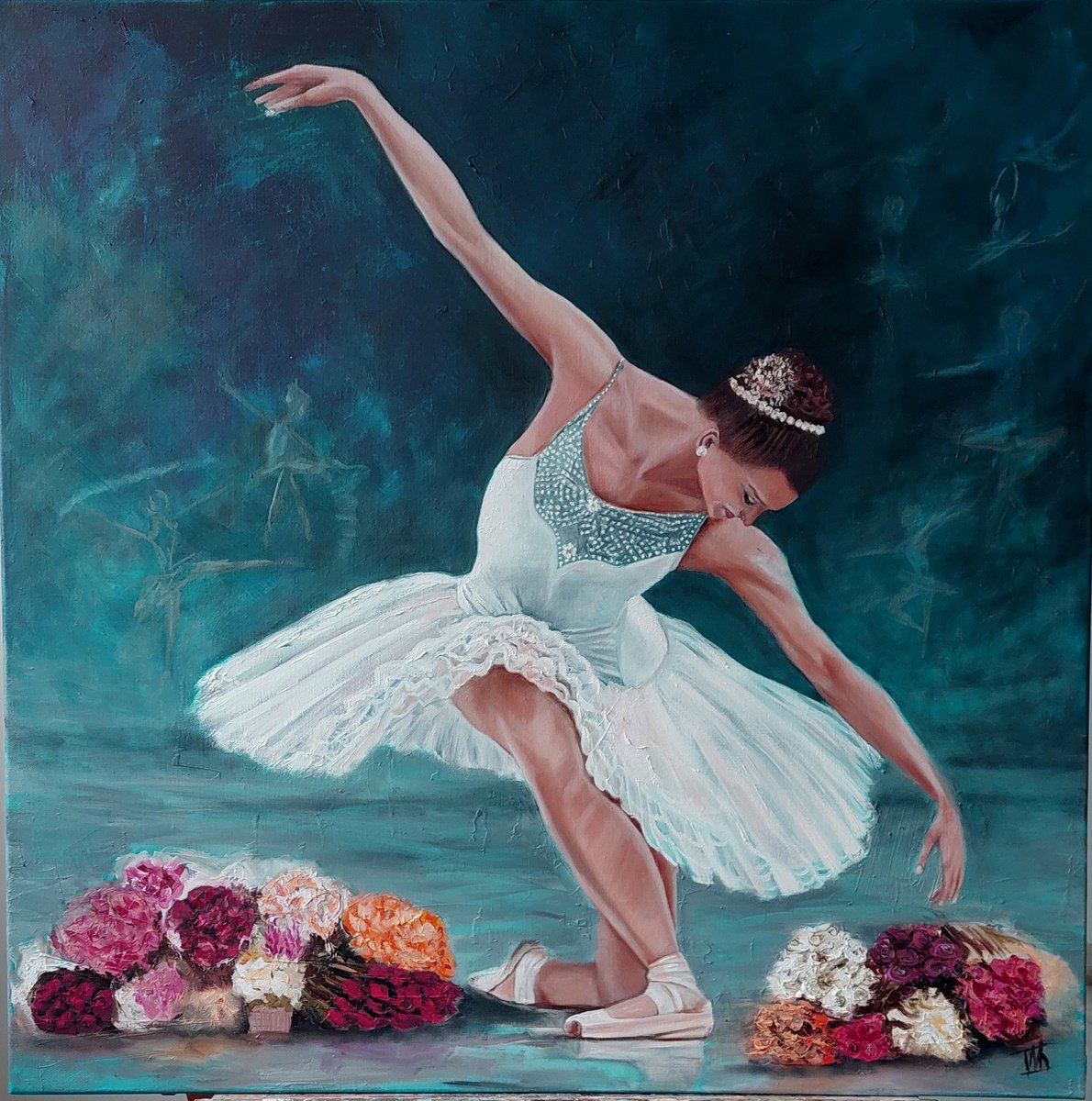 Impressionistic Portrait Oil Painting By Ira Whittaker, 30 X 30, Ballerina, Original Artwork