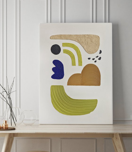 "Bay 5" Green blue abstract textured art
