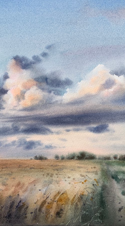 Field and clouds #4 by Eugenia Gorbacheva