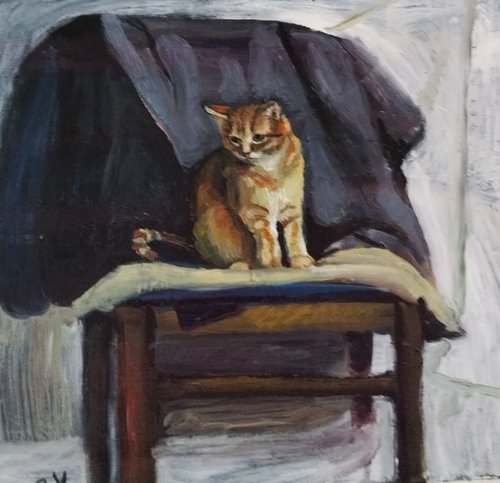 Cat in the chair by Viktória Déri