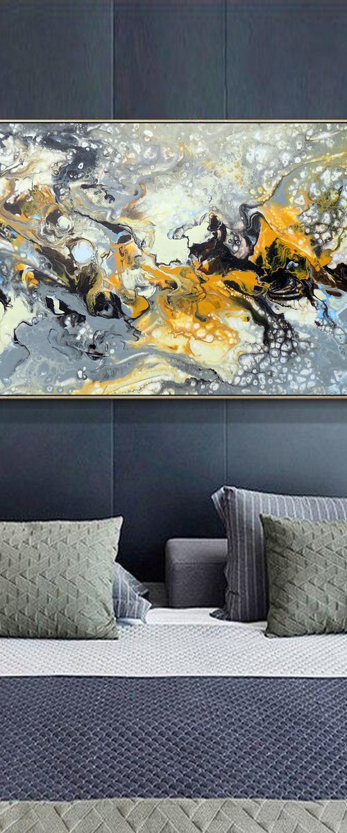 large modern abstract painting art - Follow your dream by Areti Ampi