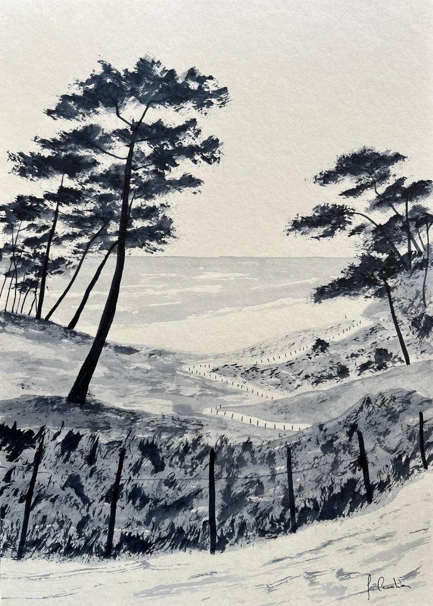 Painting , Coastal Path By Cadiou Frederic, 9 X 13, Artwork For Sale On Artfinder