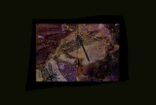 Dragonfly 56 - Small abstract collage painting by Kathy Morton Stanion by Kathy Morton Stanion