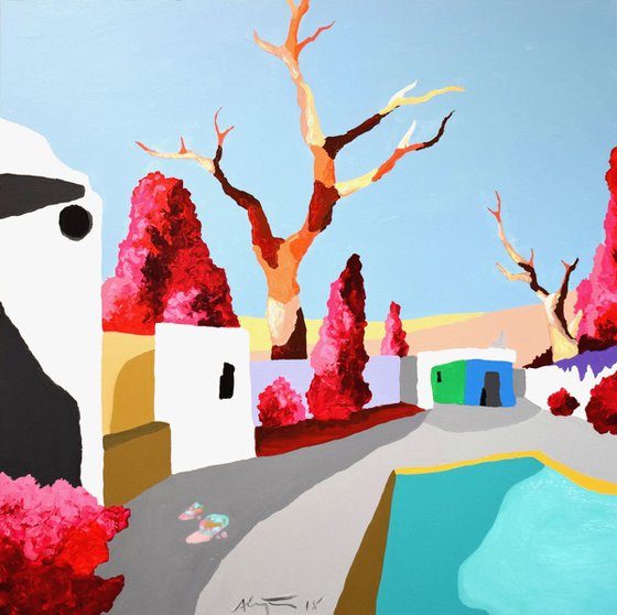 The pool house  (pop art, landscape)