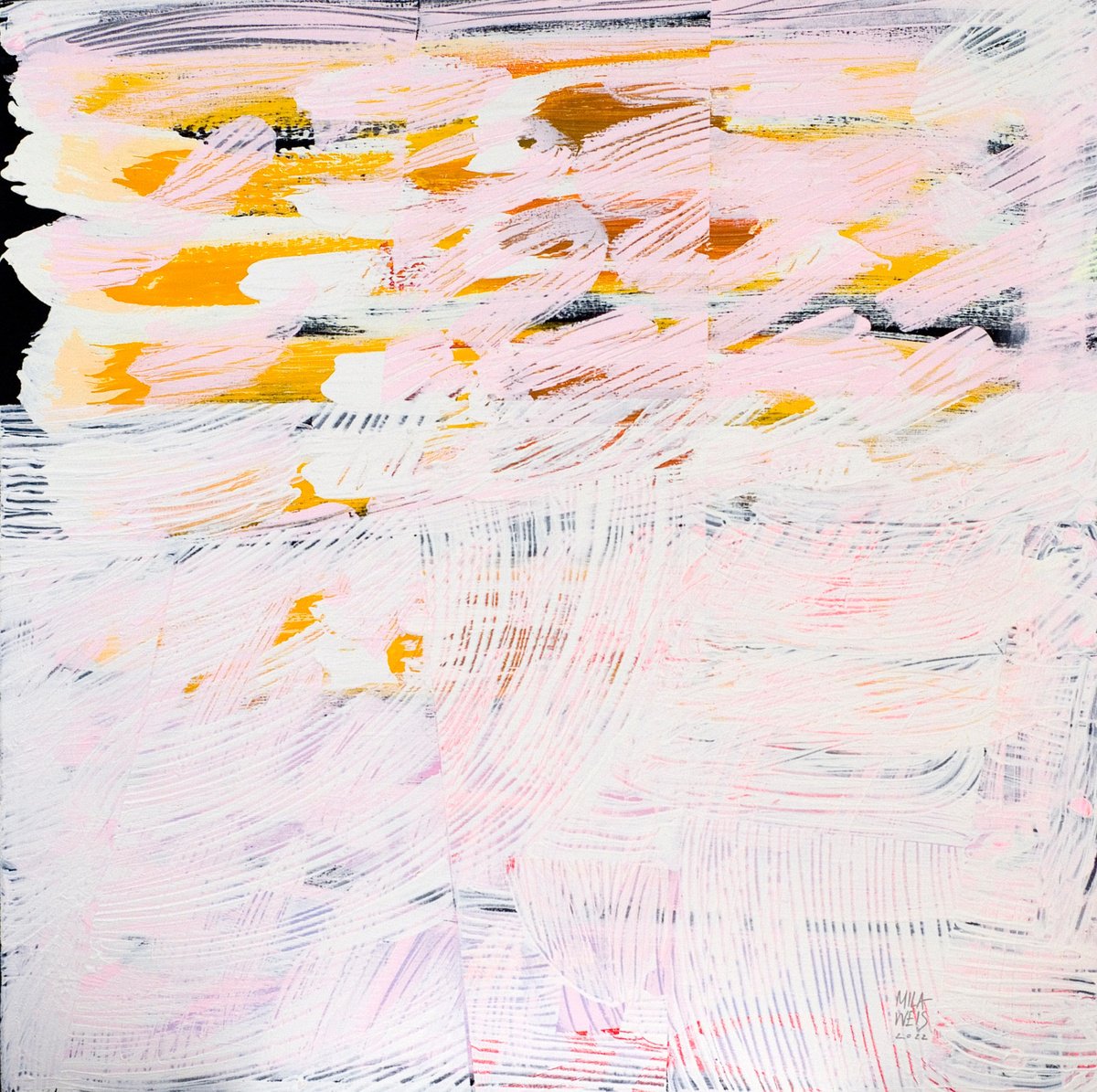 Abstract Acrylic Painting By Mila Weis, 39 X 39", Light Experience No. 2, Original Artwork