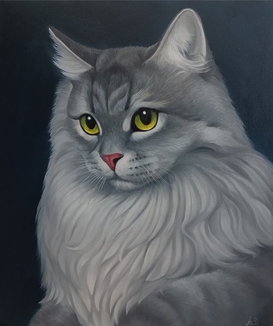 Cat portrait (40x50cm, oil painting, ready to hang)