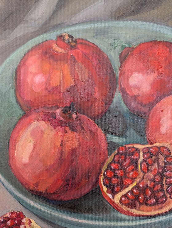 Pomegranates in Turquoise Bowl