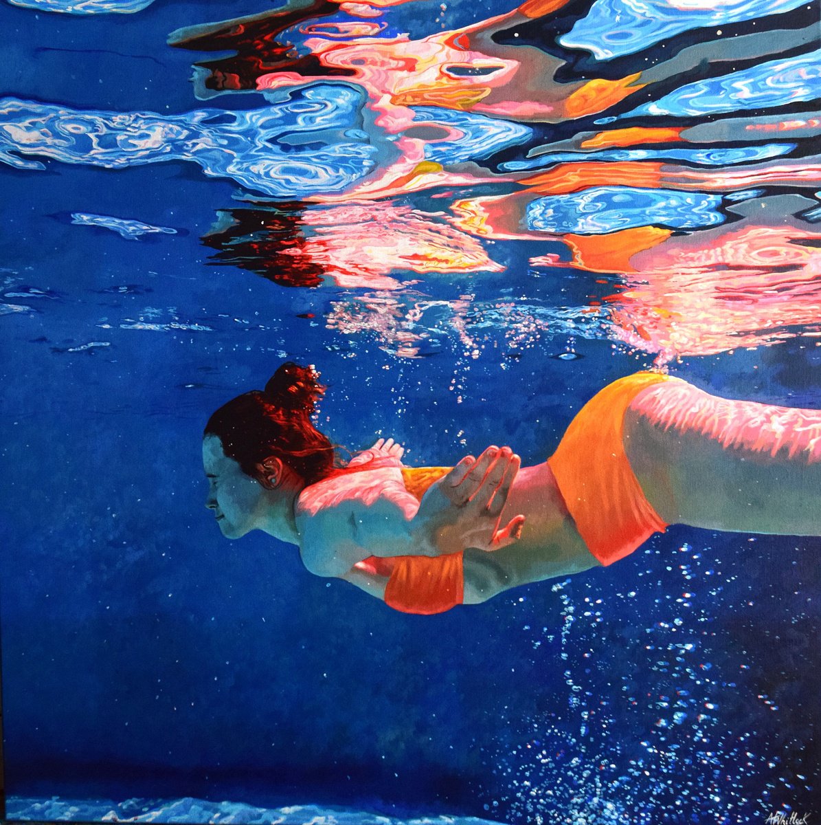 Photorealistic Portrait Acrylic Painting By Abi Whitlock, 31 X 31, Slipstream, Original Artwork
