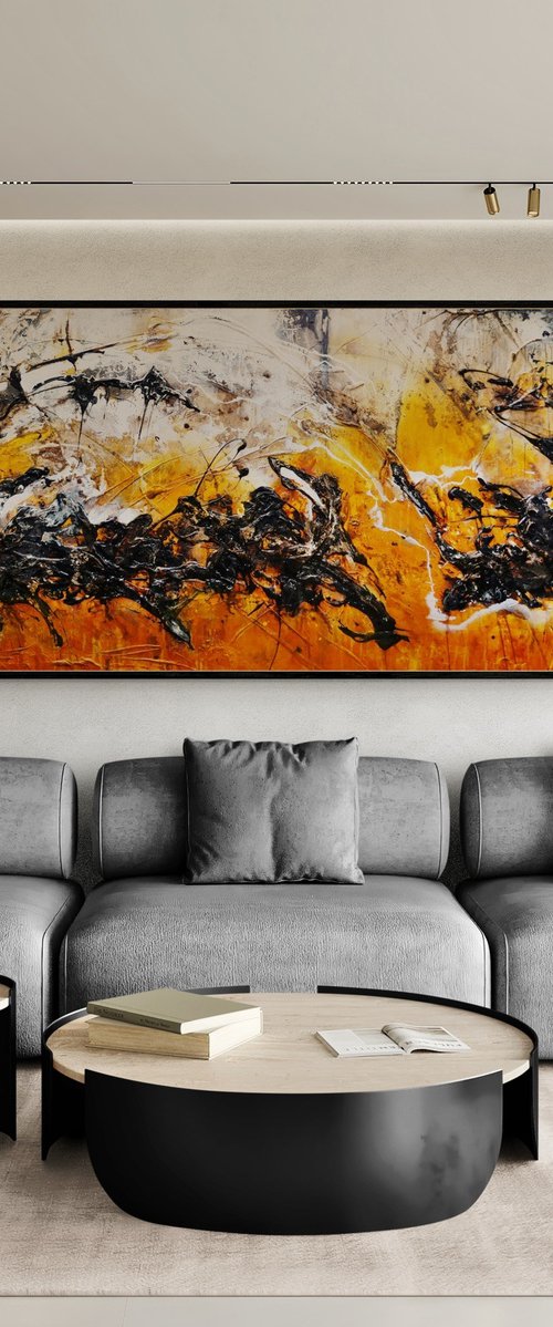Sienna Reign 240cm x 100cm Textured Abstract Art by Franko