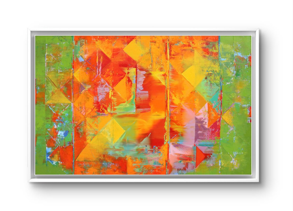 Geometric Abstract Oil Painting By Athaang Art, 66 X 42, On Voyage Of Highness, Original Artwork