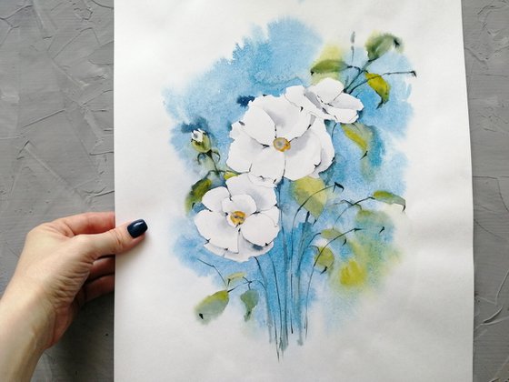 Magnolia painting. Blossoms painting