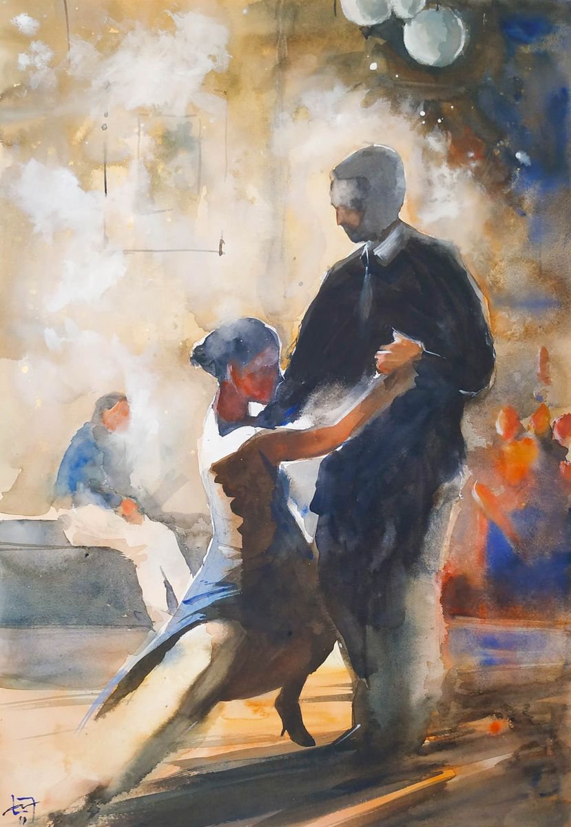 Impressionistic Portrait Watercolour By Flavio Furlan, 22 X 29, Monteleone, Original Artwork