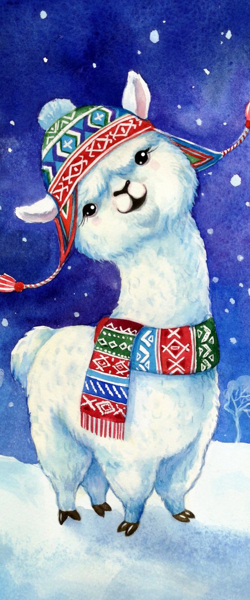 Cute Alpaca by Olga Beliaeva Watercolour