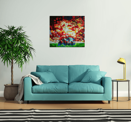 A unique day (80x90cm, cubism, oil painting, ready to hang)