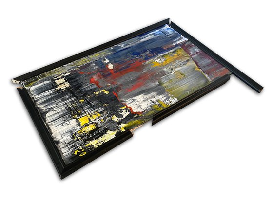 "Home Is Where We Are" - Save As A Series - Original PMS Mixed Media Assemblage Sculptural Paintings On Wooden Frame Pieces and Panels - 49 x 31 inches