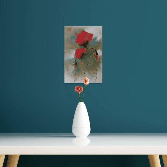 Red poppy flowers 4. Flowers art on canvas
