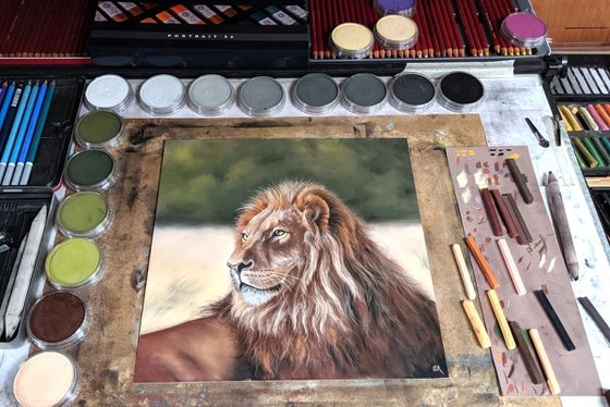 Lion (Original Pastel Painting)