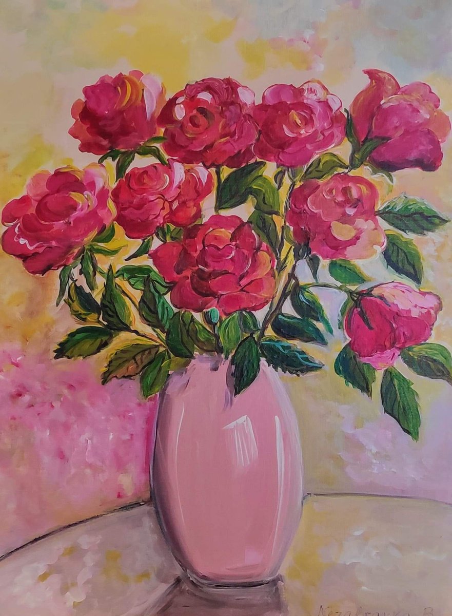 Pink Roses by Nezabravka Balkanjieva