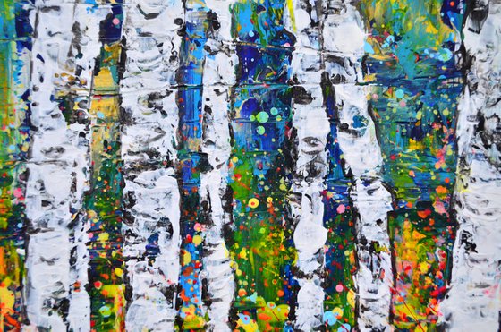 Aspen Trees 01 - Modern Textured Abstract Gift Idea