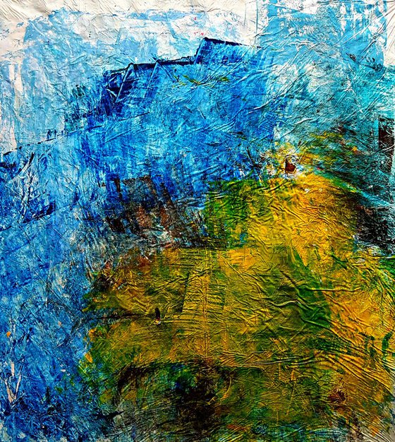 Senza Titolo 181 - abstract landscape - ready to hang - 72 x 81 x 2 cm - acrylic painting on stretched canvas
